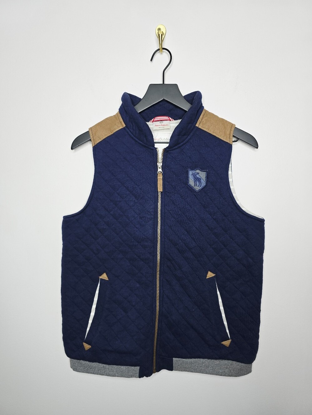 Hanna Andersson Quilted Vest Size 160 / Size 14 16 Navy and Tan